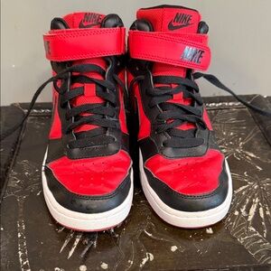 Nike Kids Black and Red High-Top Sneakers